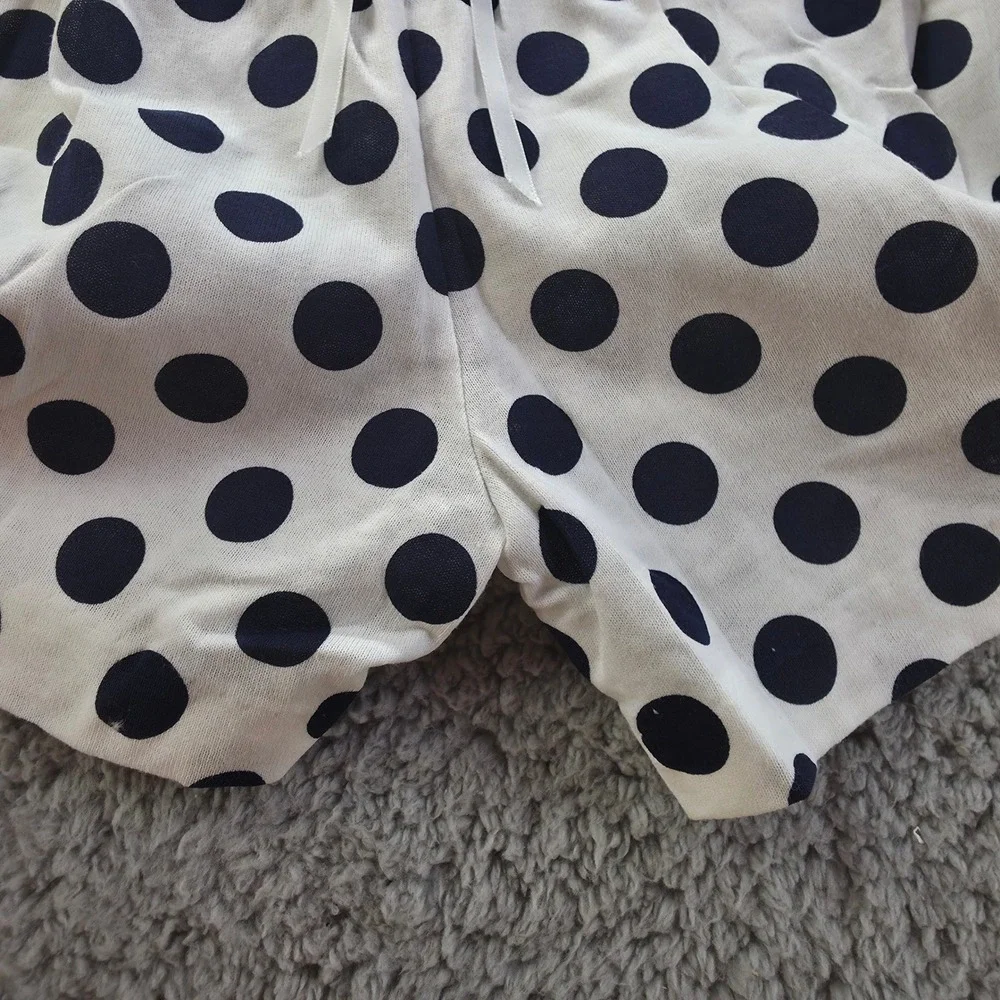 Vintage Fame Clothing Co Polka Dot Top and Shorts Set Navy White Kids 6X USA 90s